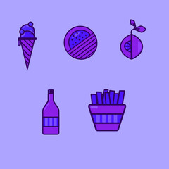 icons, vector, illustrations, food, cafe, purple
