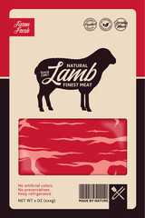 Vector lamb packaging or label design concept. Sheep silhouette. Butcher's shop or cattle farming design elements