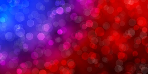 Light Blue, Red vector pattern with circles. Abstract decorative design in gradient style with bubbles. New template for your brand book.