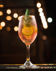 cocktail with lemon in the bar