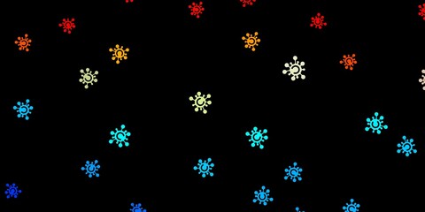 Dark blue, red vector backdrop with virus symbols.