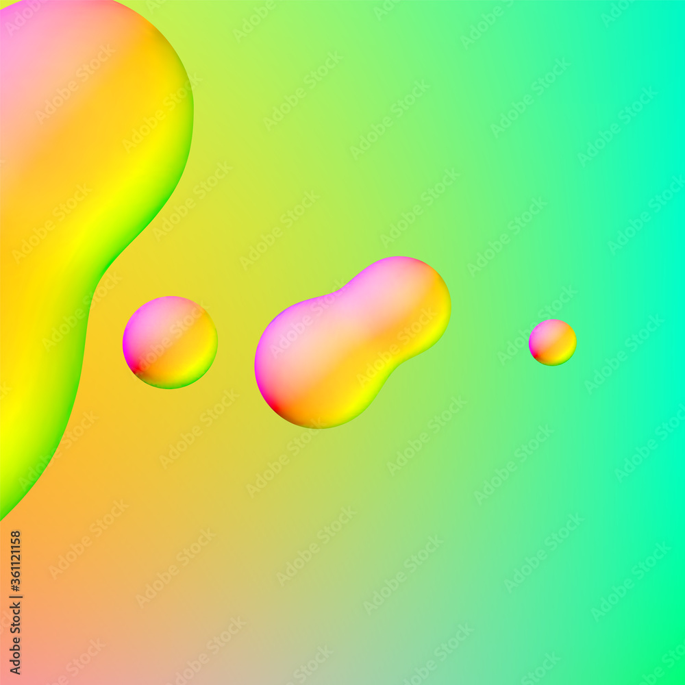 Poster Fluid design liquid blobs with vibrant intense colors abstract background
