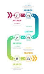 Infographic template with numbers 6 option can be used for workflow layout, diagram, number step up options.