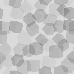 Gray Transparent Cubes Seamless Pattern, 3D Illustration