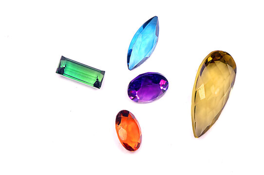 colorful gems isolated on white background