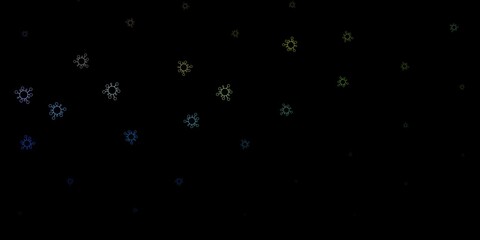 Dark blue, yellow vector pattern with coronavirus elements.