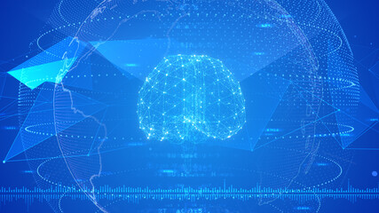 Fototapeta premium AI artificial intelligence digital network computer technology 3D illustration background.