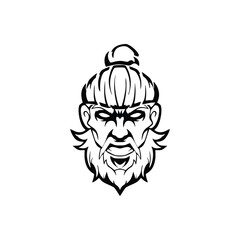 
Vector face of old long hair bound. Mascot vector logo
