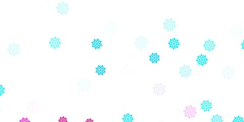Fototapeta na wymiar Light blue, red vector template with ice snowflakes.