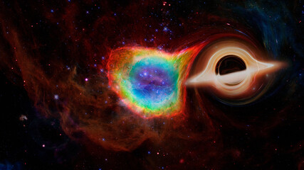Supermassive black hole in the universe. Elements of image furnished by NASA