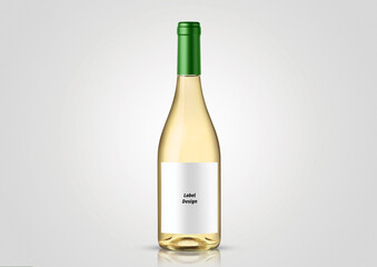 Bottle of white wine with white background. Mock up for labels. - 361123971