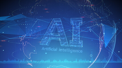 AI artificial intelligence digital network computer technology 3D illustration.