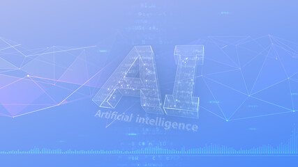 AI artificial intelligence digital network computer technology 3D illustration.