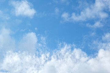 Blue sky background with clouds during moring sunrise.