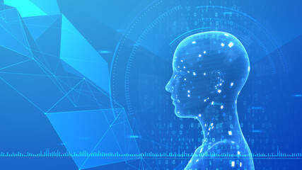 AI artificial intelligence digital network computer technology 3D illustration.