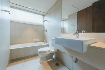 Luxury bathroom bright colors in apartment 
