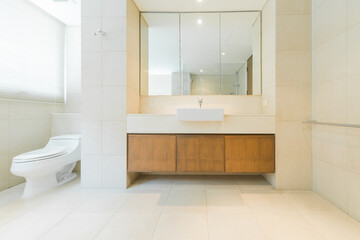 Luxury bathroom bright colors in apartment 