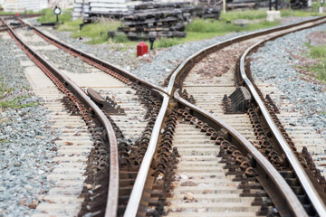 Iron rusty Railway tracks railroad for Trains