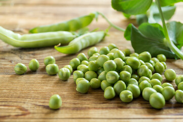 pods of young green peas.