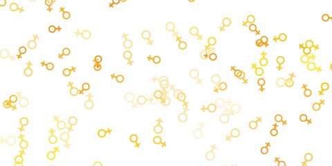 Light Orange vector backdrop with woman's power symbols.
