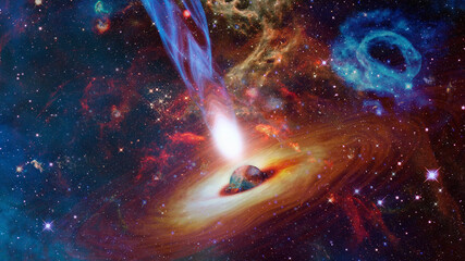 Bright quasar in deep space. Elements of this image furnished by NASA