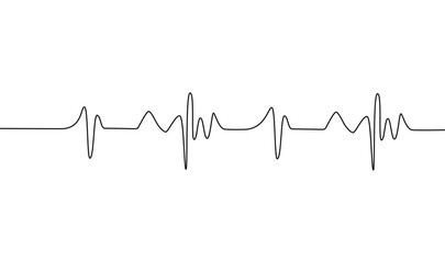 Heart cardiogram continuous one line drawing minimalism design isolated on white