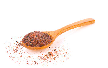 Black salt in wooden spoon