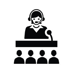 Conference, lecture, speech black icon