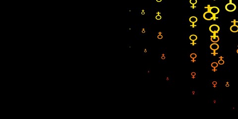Dark Orange vector background with woman symbols.