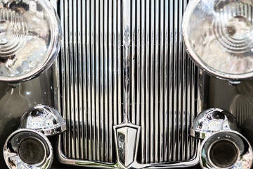 Background of old and vintage car front grill