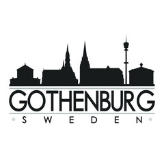 Obraz premium Gothenburg Sweden Europe Skyline Silhouette Design City Vector Art Famous Buildings.