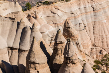 Cone Shaped Hoodoos On The Tent Rocks Trail,Kasha-Katuwe Tent Rocks National Monument, New Mexico,USA