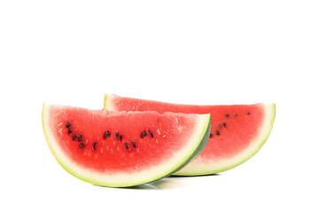 Fresh watermelon slices isolated on white background. Summer fruit