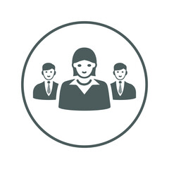 Female leadership icon / gray vector graphics