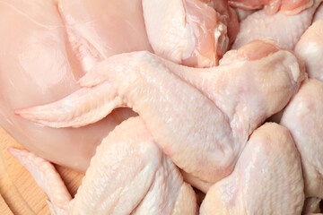 Raw chicken meat on whole background, close up