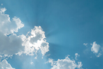 Fototapeta premium Cloudy blue sky with sunlight