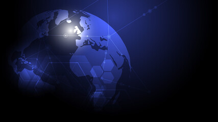 Global network connection World map abstract technology background global business innovation concept
