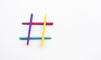 Social media and creativity concepts with Hashtag sign made of pen,marker.