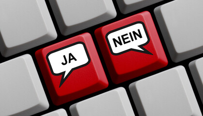 Diskussionen online - Ja oder Nein Zustimmung oder Ablehnung