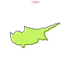 Green Map of Cyprus with Outline Vector Design Template. Editable Stroke