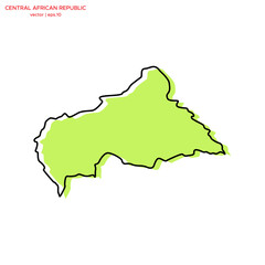 Green Map of Central African Republic with Outline Vector Design Template. Editable Stroke