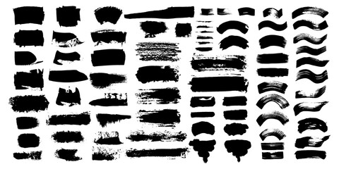 Big set of vector spots and stripes. Abstract splashes in the form of EPS-10. Set of elements and textures for banners and other design. Black spots on a white background.