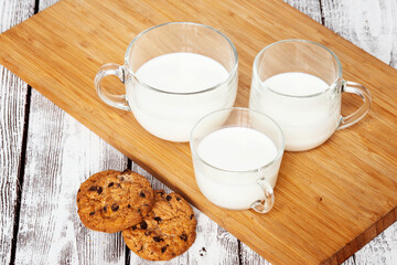 Family breakfast. Milk and cookies