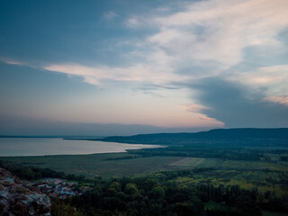 Hungary lake at sunset
