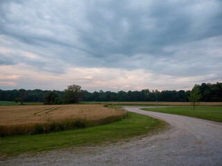 Fototapeta na wymiar Moody sky in a farmers field