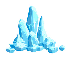 Pieces and crystals of ice, icebergs for design and decor