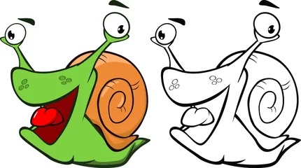Gardinen Vektor-Illustration einer niedlichen Cartoon-Figur Schnecke für Sie Design und Computerspiel. Malbuch-Umriss-Set © liusa