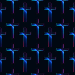 Neon cross geometric seamless pattern.