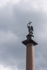 angel on top of the Alexander Column on Palace Square in St. Petersburg