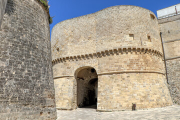 Fototapeta na wymiar View of the Alfonsina Tower of Otranto, Salento, Puglia, Italy